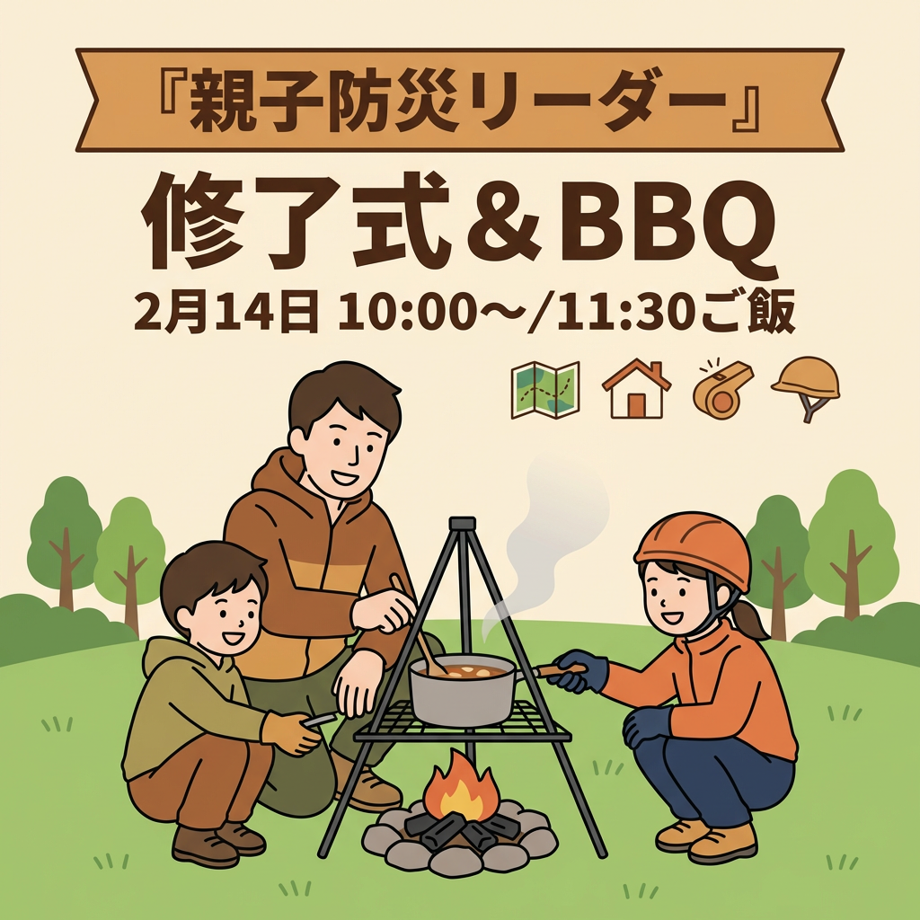 【2月14日】親子防災リーダー 修了式 & 交流BBQ