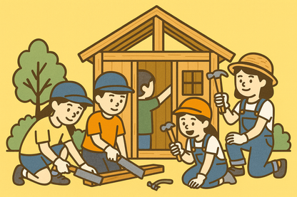 親子で挑戦、小屋づくりワークショップ（9月27日、28日）